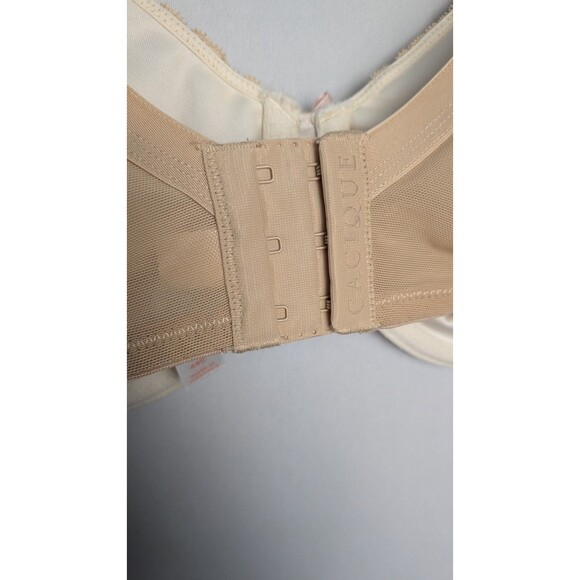 Cacique Bra 44C Beige Floral Modern Lace Unlined Covered Underwire Balconette - Picture 8 of 11